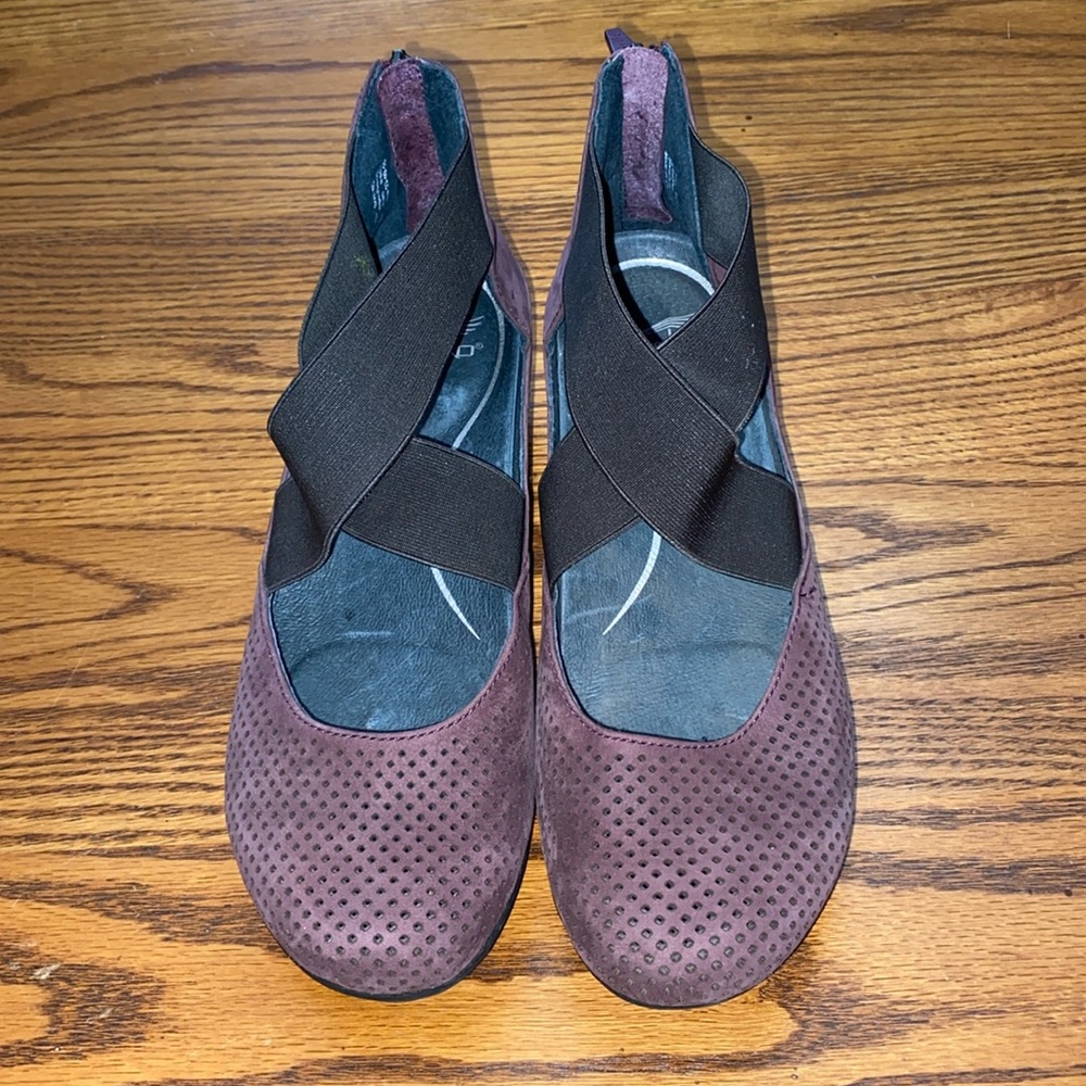 Dansko Purple Leather Elastic Front Zip Back Mary Jane Shoes Eur 40 9.5